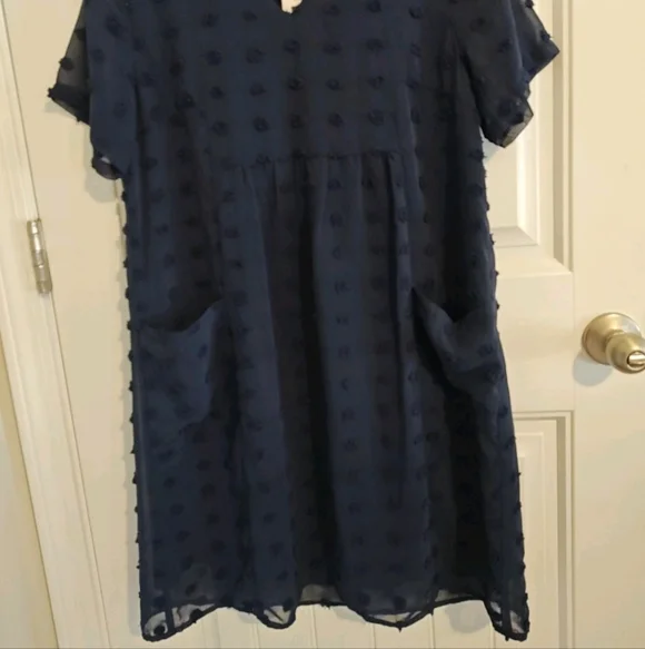 MIHOLL Navy Textured Dress Size Small - Picture 2 of 7